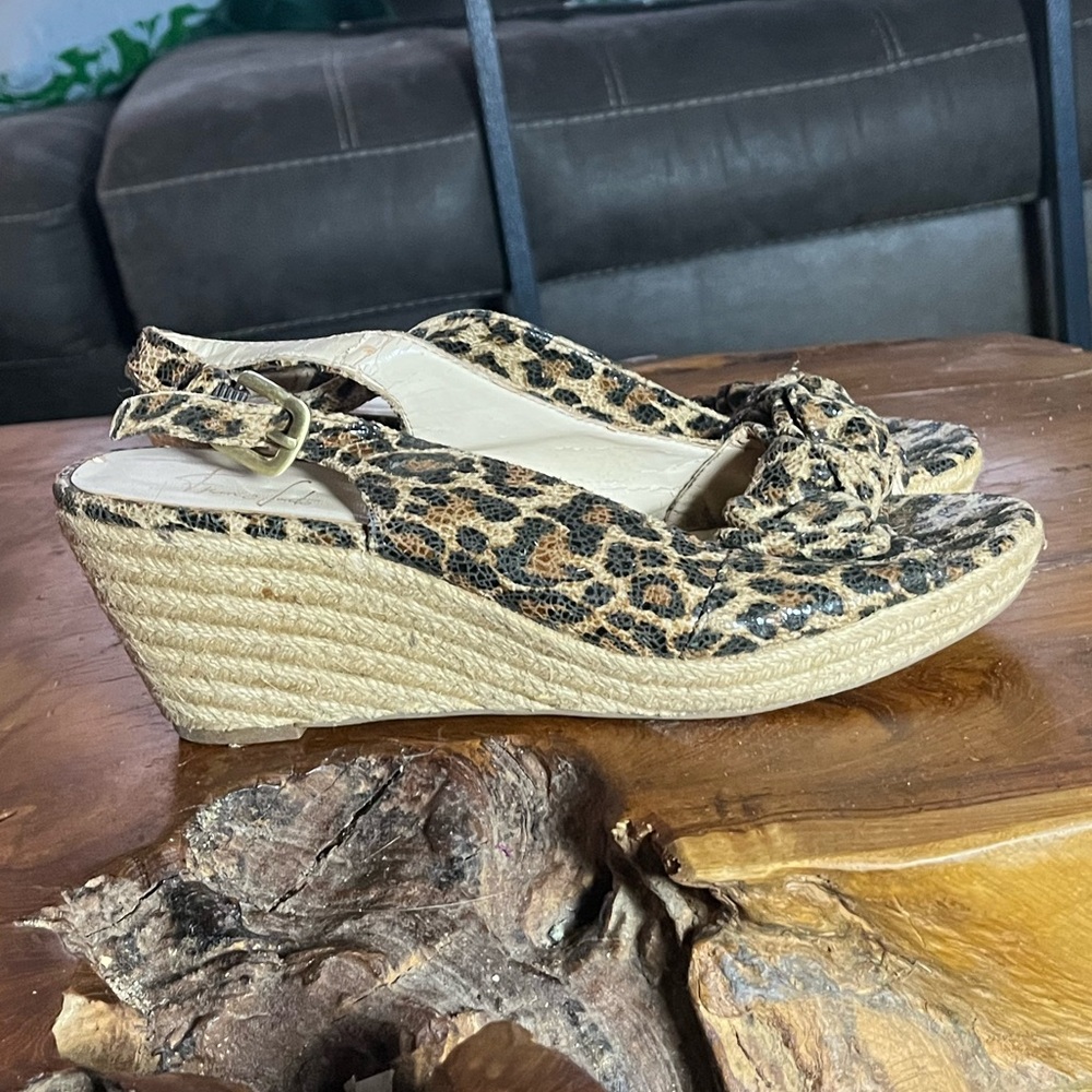 Franco Sarto Camino Leopard Espadrille Wedge Heels Women’s Size 9.5 M